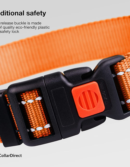 Load image into Gallery viewer, Reflective Dog Collar for a Small, Medium, Large Dog or Puppy with a Quick Release Buckle - Boy and Girl - Nylon Suitable for Swimming (10-13 Inch, Orange)

