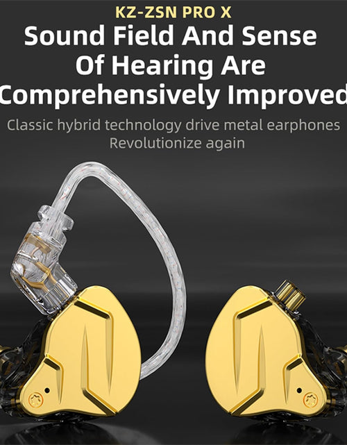 Load image into Gallery viewer, KZ ZSN Pro X in Ear Buds Earphones  Hybrid Dynamic Driver Balanced Armature Earbuds Headphones Dual Driver 1DD 1BA Deep Bass Stereo Sound Ergonomic Comfortable Earphones(Without Mic, Golden)
