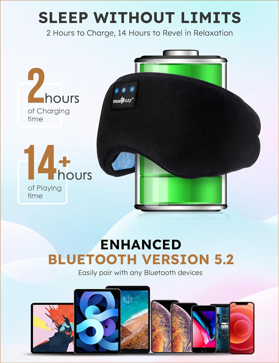 Sleep Headphones Bluetooth 5.4 Headband Sleeping Eye Mask for Mom Women Men Wireless Music Earbuds Earphones for Side Sleepers Built-In HD Speakers Cool Gadgets Unique Gifts