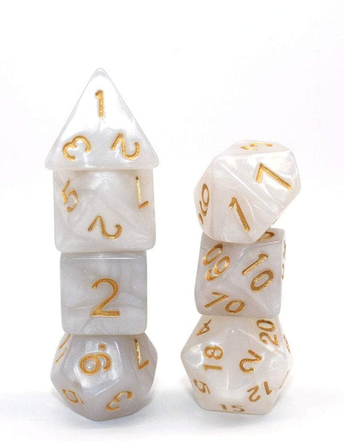 Load image into Gallery viewer, DND Dice Set Pearl White RPG 7-Die Dice Set Fit Dungeons and Dragons(D&amp;D) Pathfinder MTG Role Playing Games Polyhedral Dice with Dice Pouch
