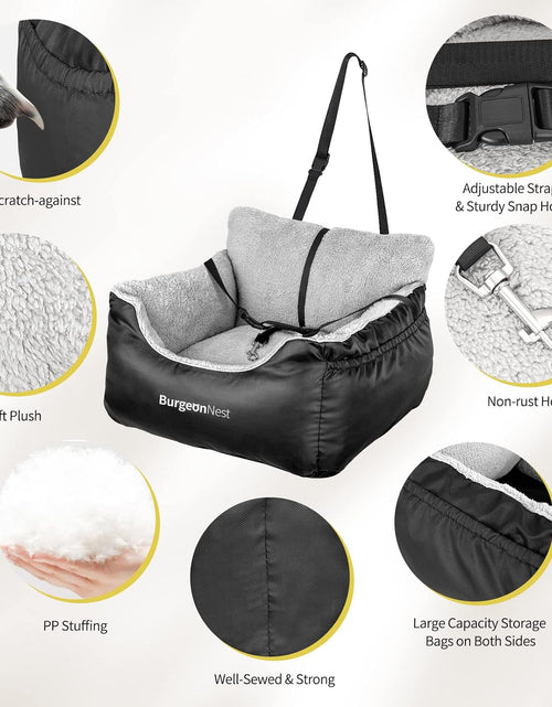 Load image into Gallery viewer, Dog Car Seat for Small Dogs, Soft Pet Car Travel Home Bed under 25 Lbs, Fully Detachable and Washable Cat Booster Carseats with Storage Pockets and Clip-On Leash Portable Carrier,Black
