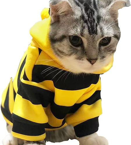 Pet Bee Halloween Costume Dog Hoodies Cat Holiday Cosplay Warm Clothes Puppy Cute Hooded Coat Christmas Outfits for Cat and Small Dogs (Yellow, X-Large)