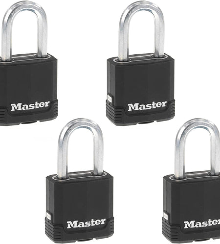 M115XQLF Magnum Heavy Duty Outdoor Padlock with Key, 4 Pack Keyed-Alike