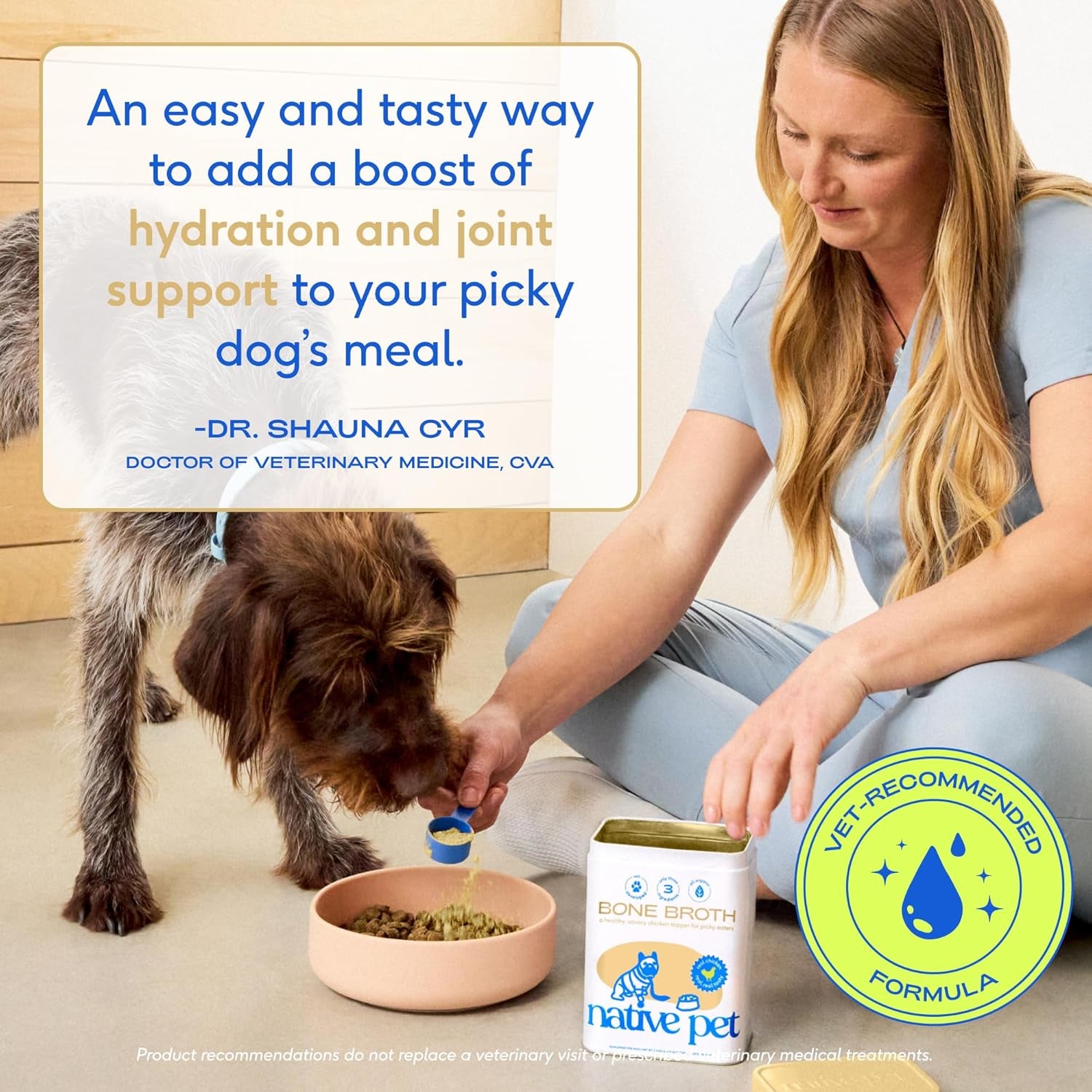 Bone Broth for Dogs and Cats – Dog Bone Broth Powder for Dog Food Topper for Picky Eaters – Cat and Dog Broth - Dog Gravy Topper for Dry Food – Chicken Broth for Dogs and Cast – 11.5 Oz