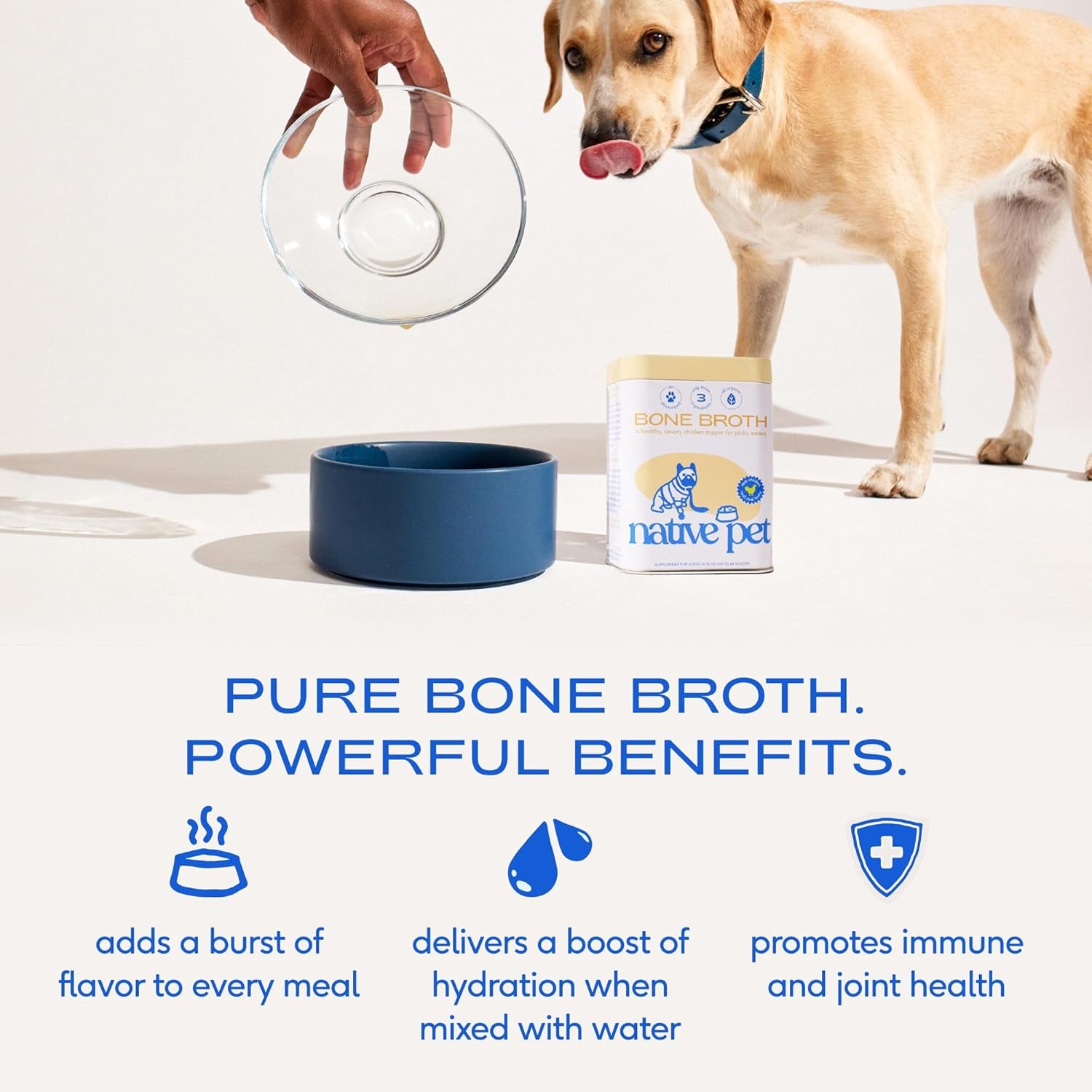 Bone Broth for Dogs and Cats – Dog Bone Broth Powder for Dog Food Topper for Picky Eaters – Cat and Dog Broth - Dog Gravy Topper for Dry Food – Chicken Broth for Dogs and Cast – 11.5 Oz