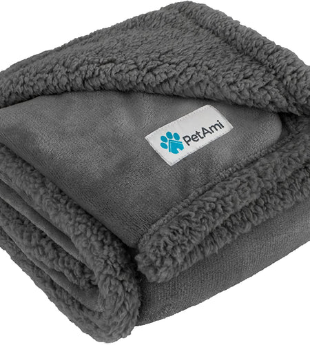Dog Blanket for Small Medium Dogs, Pet Bed Blanket Cat Puppy Kitten, Fleece Furniture Couch Cover Protector Sofa Car, Soft Sherpa Dog Throw Plush Reversible Washable, Mini 29X40 Solid Dark Gray