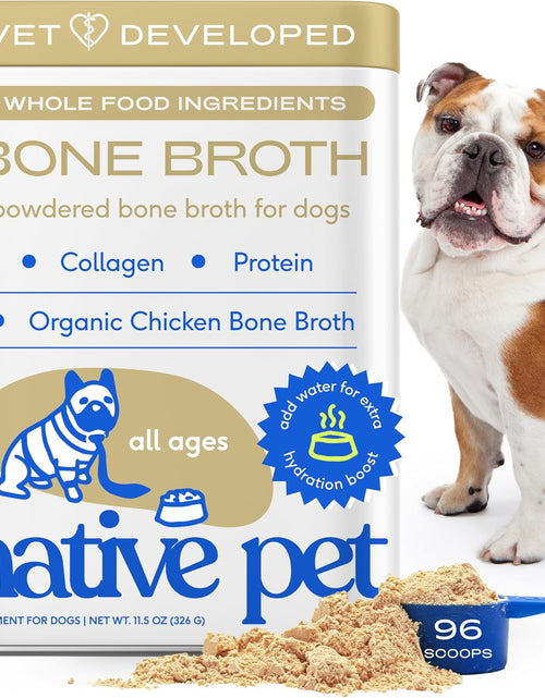 Load image into Gallery viewer, Bone Broth for Dogs and Cats – Dog Bone Broth Powder for Dog Food Topper for Picky Eaters – Cat and Dog Broth - Dog Gravy Topper for Dry Food – Chicken Broth for Dogs and Cast – 11.5 Oz
