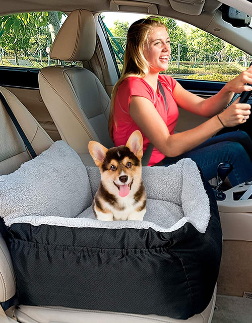 Load image into Gallery viewer, Dog Car Seat for Small Dogs, Soft Pet Car Travel Home Bed under 25 Lbs, Fully Detachable and Washable Cat Booster Carseats with Storage Pockets and Clip-On Leash Portable Carrier,Black
