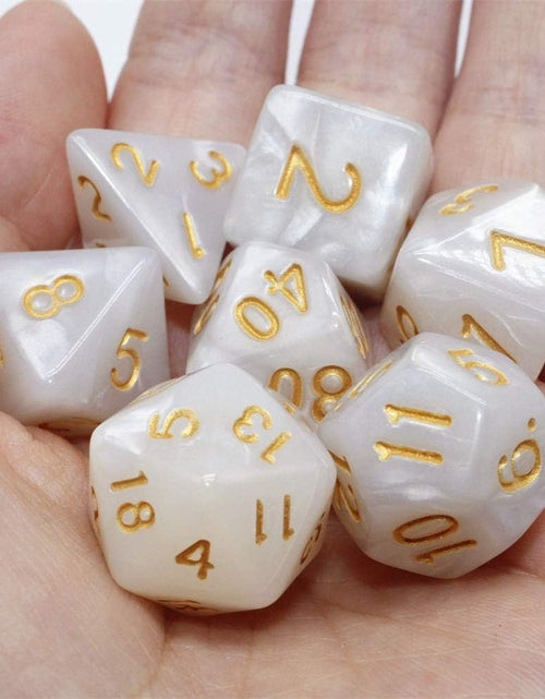 Load image into Gallery viewer, DND Dice Set Pearl White RPG 7-Die Dice Set Fit Dungeons and Dragons(D&amp;D) Pathfinder MTG Role Playing Games Polyhedral Dice with Dice Pouch
