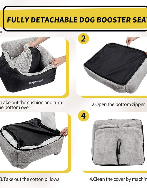 Load image into Gallery viewer, Dog Car Seat for Small Dogs, Soft Pet Car Travel Home Bed under 25 Lbs, Fully Detachable and Washable Cat Booster Carseats with Storage Pockets and Clip-On Leash Portable Carrier,Black
