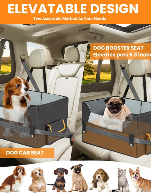 Load image into Gallery viewer, Dog Car Seat for Small Dogs, Elevated Dog Booster Seat Pet Travel Carrier Bed for Car with Adjustable Straps Pet Car Booster Seat for Small Dogs Cats
